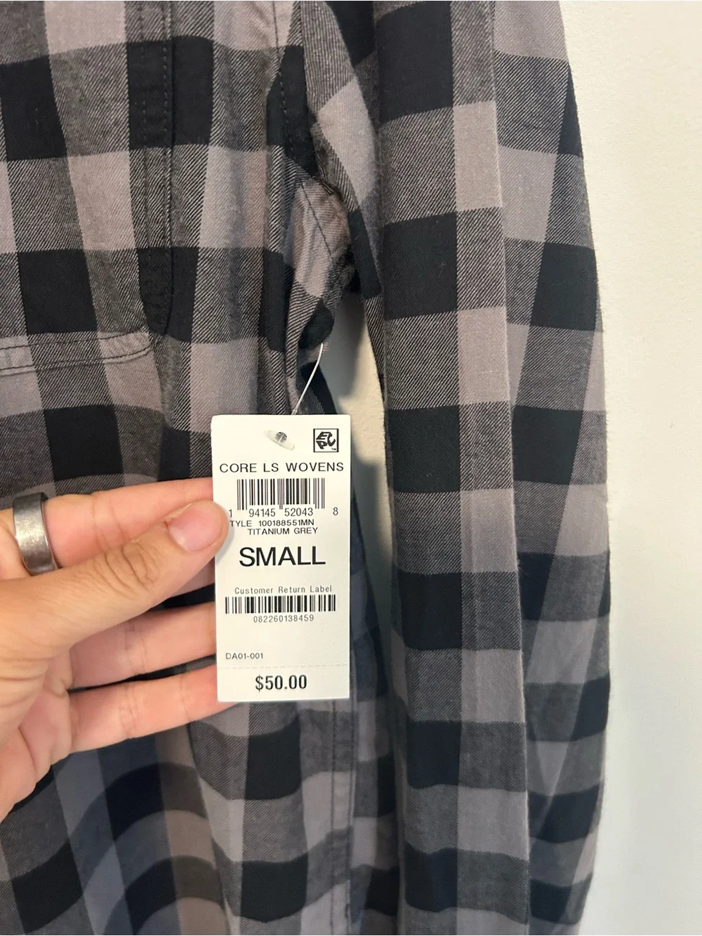Sun + Stone Black and Gray Plaid Button-Down Shirt